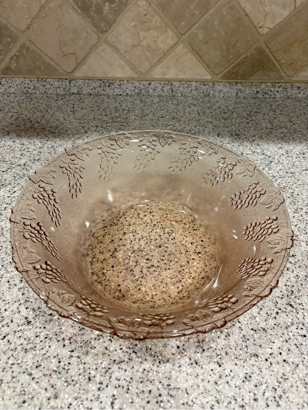 Vintage 1930's Pink Depression Glass Grape Cluster Serving Bowl